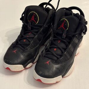 Nike Air Jordan 6 Rings Black and Red Sneakers Size 4Y
